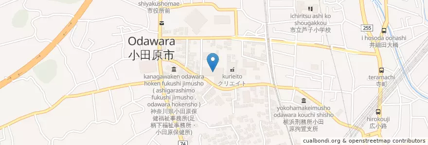 Mapa de ubicacion de 神奈川県パスポートセンター小田原出張所 en Japón, Prefectura De Kanagawa, 小田原市.