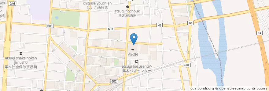 Mapa de ubicacion de 神奈川県パスポートセンター県央支所 en 日本, 神奈川縣, 厚木市.