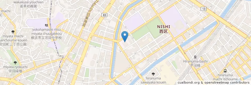 Mapa de ubicacion de 神奈川県横浜治水事務所 en ژاپن, 神奈川県, 横浜市, 西区.