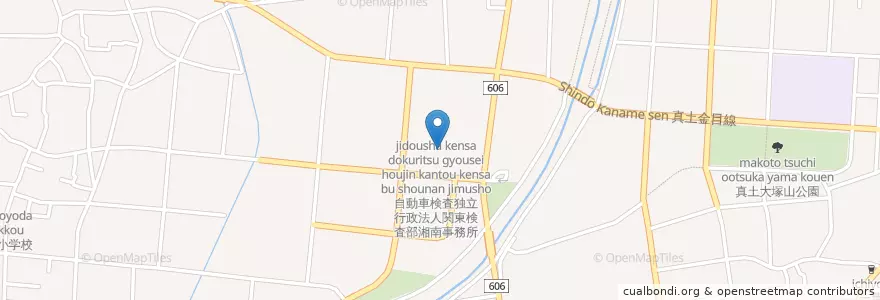 Mapa de ubicacion de 神奈川県自動車税管理事務所湘南支所 en 일본, 가나가와현, 平塚市.