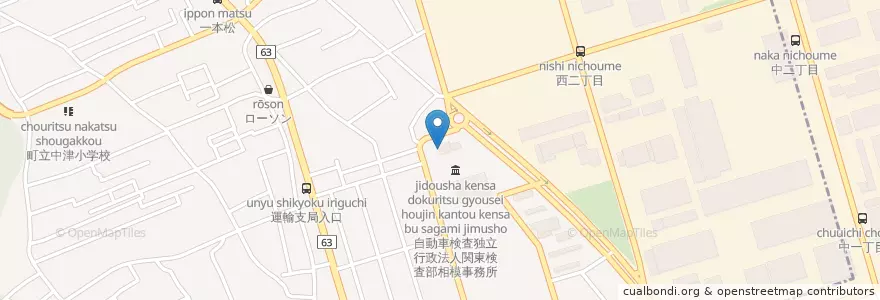 Mapa de ubicacion de 神奈川県自動車税管理事務所相模支所 en 日本, 神奈川県, 愛甲郡, 愛川町.