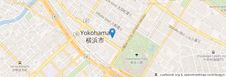 Mapa de ubicacion de 神奈川社会保険事務局 en 일본, 가나가와현, 요코하마시, 中区.