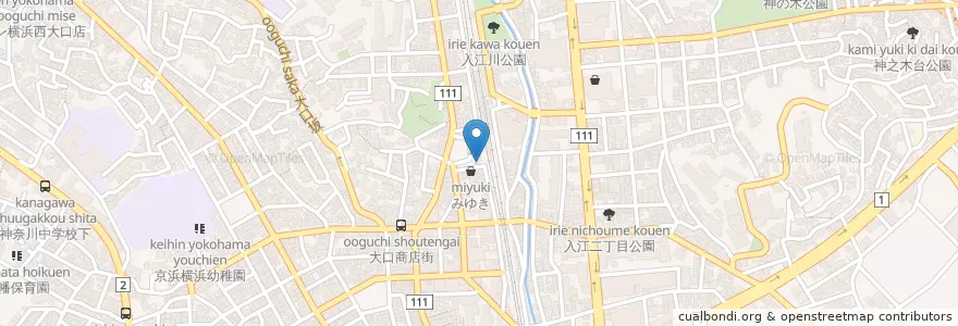 Mapa de ubicacion de 神奈川警察署大口駅前交番 en 일본, 가나가와현, 요코하마시, 神奈川区.