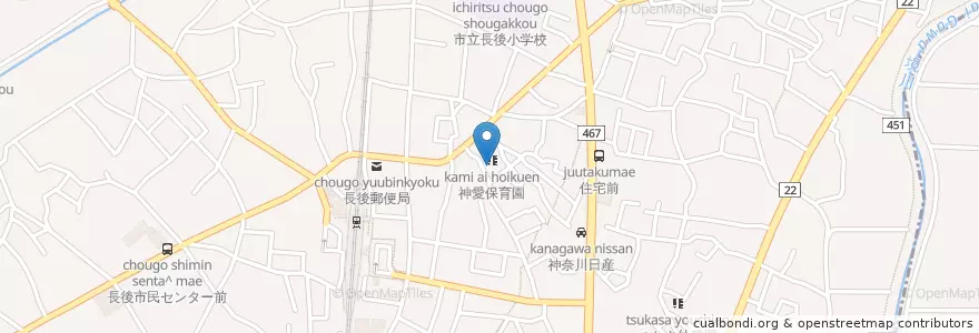 Mapa de ubicacion de 神愛保育園 en 일본, 가나가와현, 藤沢市.