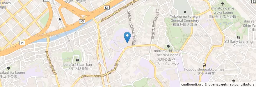 Mapa de ubicacion de 私立フェリス女学院中学校 en Japan, 神奈川県, Yokohama, 中区.