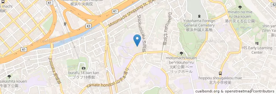 Mapa de ubicacion de 私立フェリス女学院高等学校 en ژاپن, 神奈川県, 横浜市, 中区.