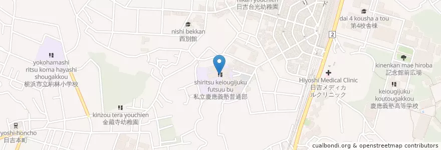 Mapa de ubicacion de 私立慶應義塾普通部 en Japan, 神奈川県, Yokohama, 港北区.