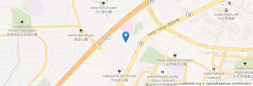 Mapa de ubicacion de 私立星槎高等学校 en ژاپن, 神奈川県, 横浜市, 緑区.