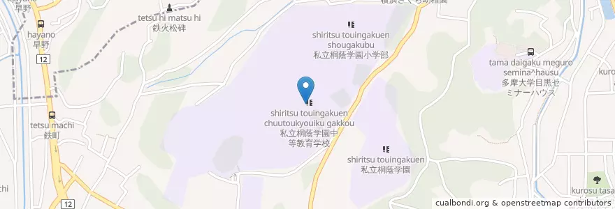 Mapa de ubicacion de 私立桐蔭学園高等学校 en Japan, 神奈川県, Yokohama, 青葉区.