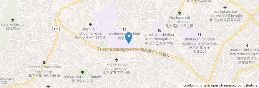 Mapa de ubicacion de 私立橘学苑中学校 en Japan, 神奈川県, Yokohama, 鶴見区.