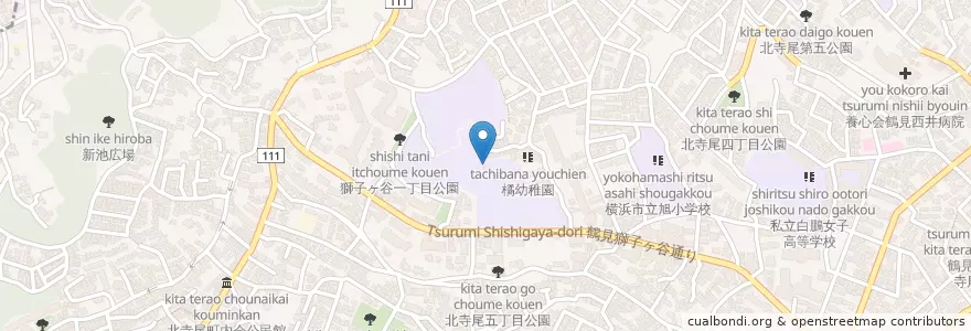 Mapa de ubicacion de 私立橘学苑高等学校 en 일본, 가나가와현, 요코하마시, 鶴見区.