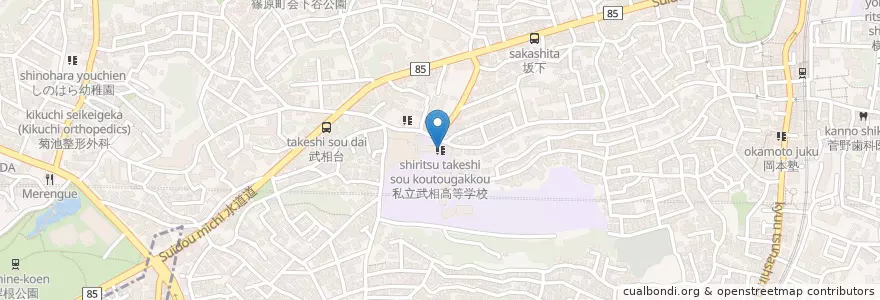Mapa de ubicacion de 私立武相中学校 en 日本, 神奈川県, 横浜市, 港北区.