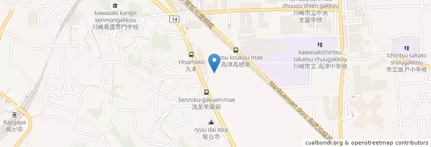 Mapa de ubicacion de 私立洗足学園中学校 en Giappone, Prefettura Di Kanagawa, 川崎市, 高津区.
