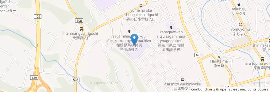 Mapa de ubicacion de 光明学園相模原高等学校 en Japón, Prefectura De Kanagawa, 相模原市, 南区.