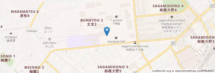 Mapa de ubicacion de 私立相模女子大学小学部 en Jepun, 神奈川県, 相模原市, 南区.
