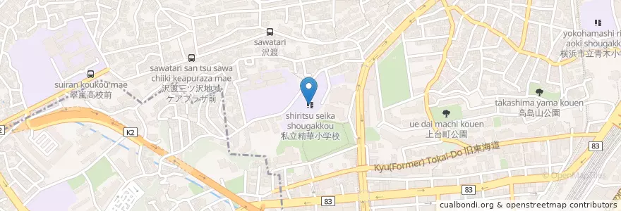 Mapa de ubicacion de 私立神奈川学園中学校 en 일본, 가나가와현, 요코하마시, 神奈川区.
