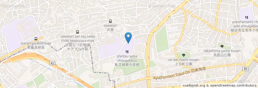 Mapa de ubicacion de 私立神奈川学園高等学校 en Jepun, 神奈川県, 横浜市, 神奈川区.