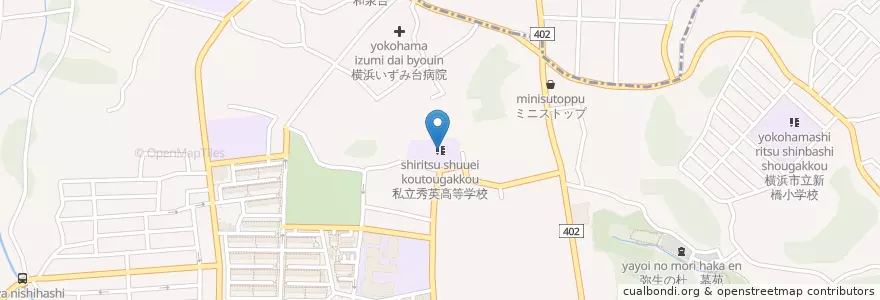 Mapa de ubicacion de 私立秀英高等学校 en ژاپن, 神奈川県, 横浜市, 泉区.
