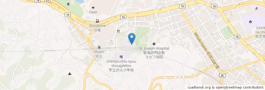 Mapa de ubicacion de 私立緑ヶ丘女子高等学校 en 일본, 가나가와현, 横須賀市.