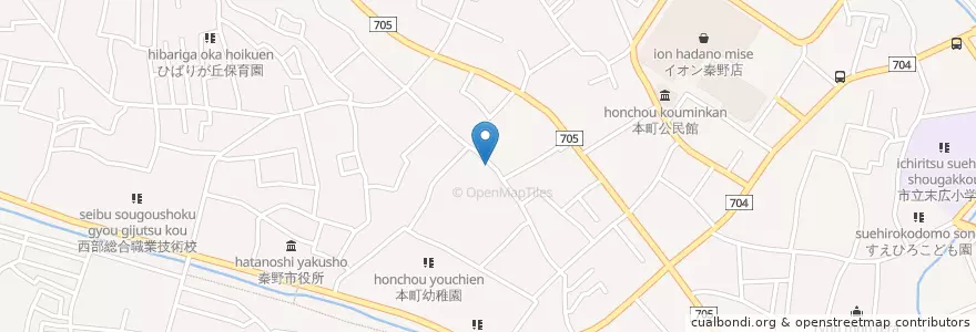 Mapa de ubicacion de 秦野文京郵便局 en 일본, 가나가와현, 秦野市.