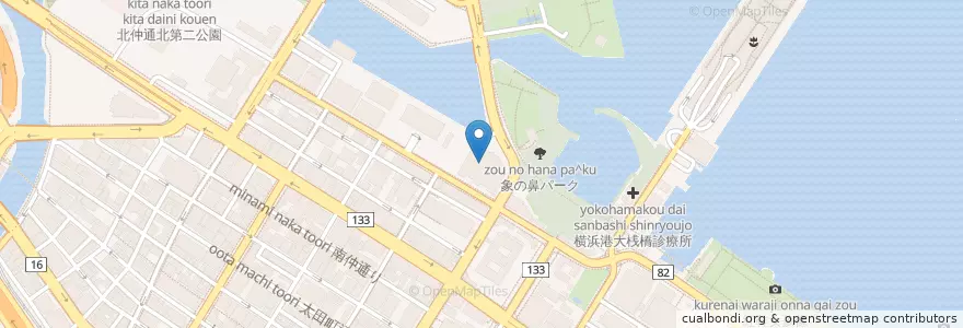 Mapa de ubicacion de 税関研修所横浜支所 en اليابان, كاناغاوا, 横浜市, 中区.