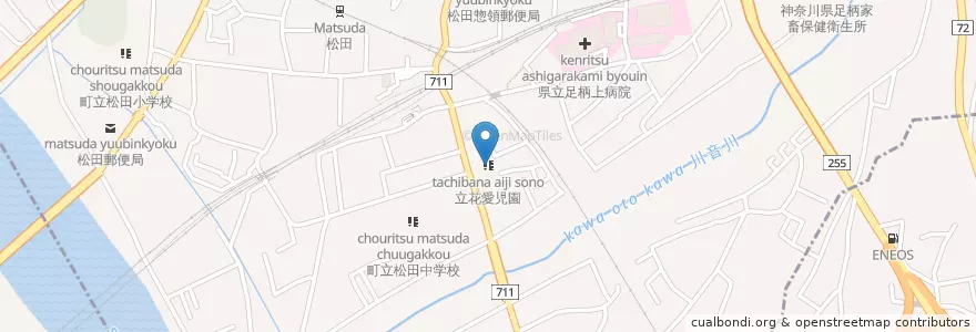 Mapa de ubicacion de 立花愛児園 en Japonya, 神奈川県, 足柄上郡, 松田町.