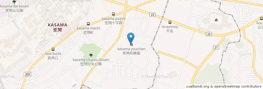 Mapa de ubicacion de 笠間幼稚園 en Japonya, 神奈川県, 鎌倉市.