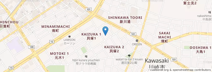 Mapa de ubicacion de 第一ひかり幼稚園 en 日本, 神奈川県, 川崎市, 川崎区.