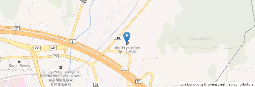 Mapa de ubicacion de 第一幼稚園 en Japonya, 神奈川県, 足柄上郡, 松田町.