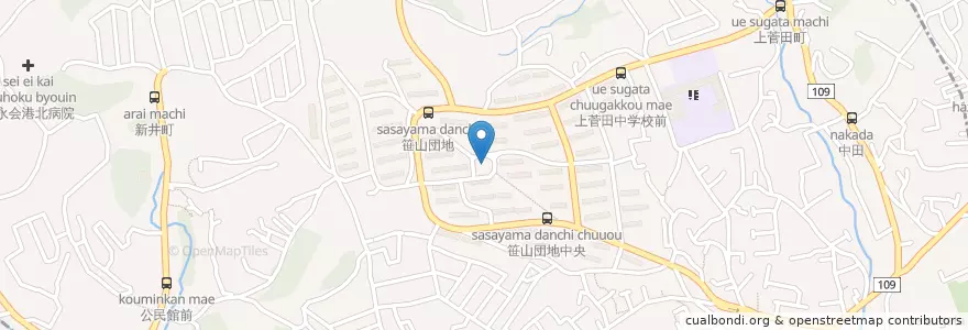 Mapa de ubicacion de 笹山保育園 en ژاپن, 神奈川県, 横浜市.