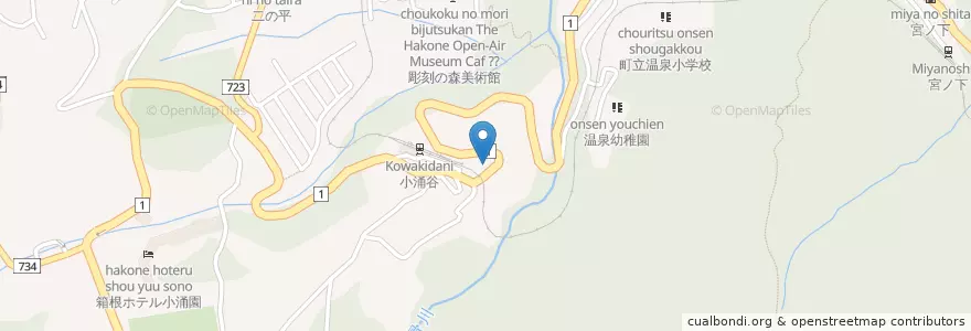 Mapa de ubicacion de 箱根宮ノ下郵便局 en 日本, 神奈川県, 足柄下郡, 箱根町.