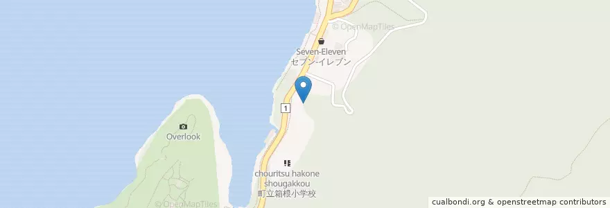 Mapa de ubicacion de 箱根幼稚園 en Japón, Prefectura De Kanagawa, 足柄下郡, 箱根町.
