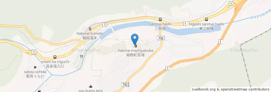Mapa de ubicacion de 箱根町役場 en Jepun, 神奈川県, 足柄下郡, 箱根町.