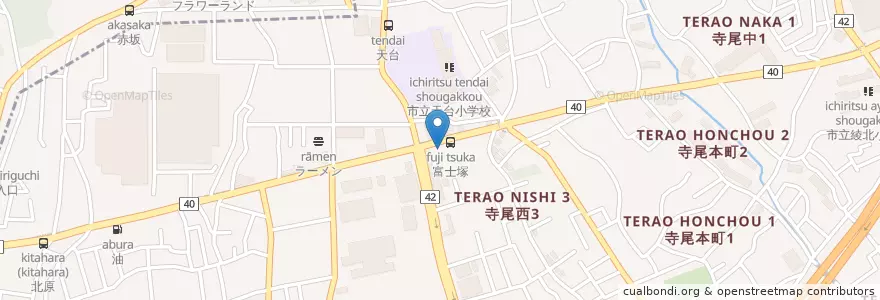 Mapa de ubicacion de 綾瀬寺尾郵便局 en 日本, 神奈川縣, 綾瀬市.