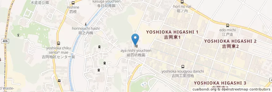 Mapa de ubicacion de 綾西幼稚園 en Jepun, 神奈川県, 綾瀬市.