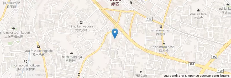Mapa de ubicacion de 緑区役所 en Giappone, Prefettura Di Kanagawa, 横浜市, 緑区.
