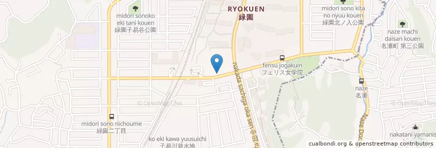 Mapa de ubicacion de 緑園都市駅前郵便局 en Japonya, 神奈川県, 横浜市, 泉区.
