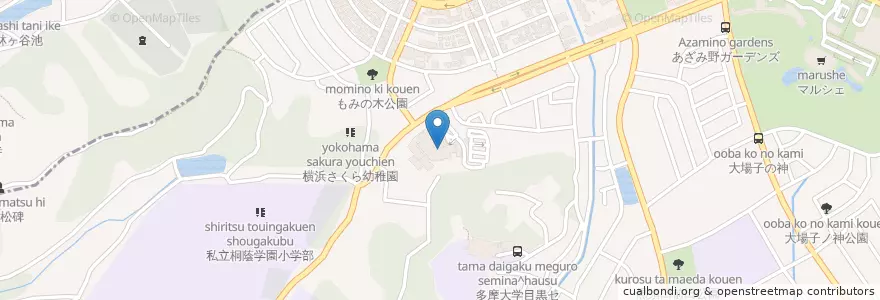 Mapa de ubicacion de 緑成会横浜総合病院 en 일본, 가나가와현, 요코하마시, 青葉区.