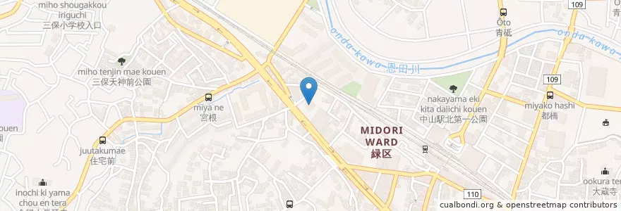 Mapa de ubicacion de 緑警察署 en اليابان, كاناغاوا, 横浜市, 緑区.