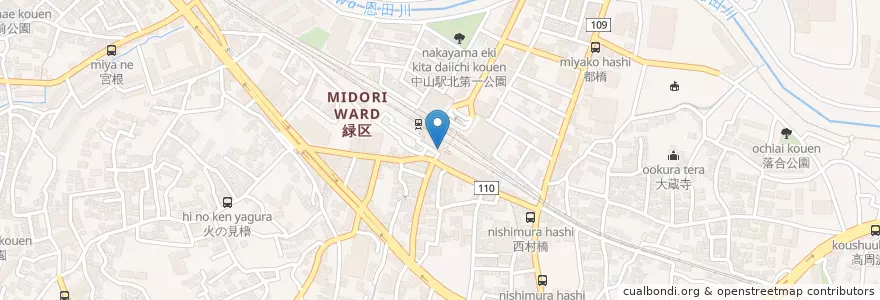 Mapa de ubicacion de 緑警察署中山駅前交番 en Giappone, Prefettura Di Kanagawa, 横浜市, 緑区.