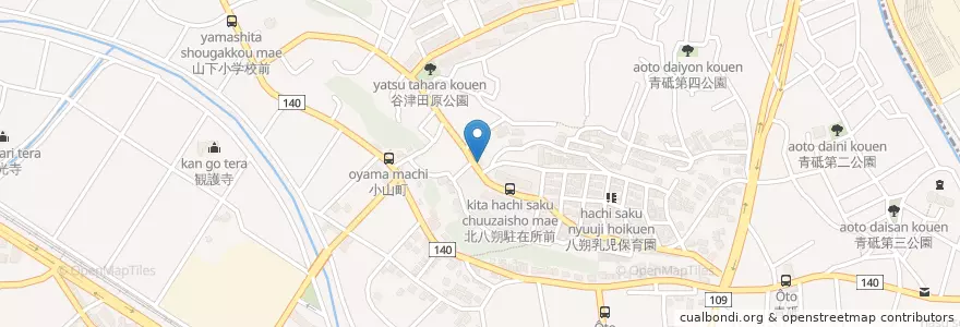 Mapa de ubicacion de 緑警察署北八朔町交番 en ژاپن, 神奈川県, 横浜市, 緑区.