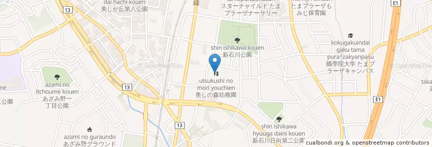 Mapa de ubicacion de 美しの森幼稚園 en Japan, 神奈川県, Yokohama, 青葉区.