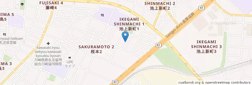 Mapa de ubicacion de 聖美保育園 en Japan, Kanagawa Prefecture, Kawasaki, Kawasaki Ward.