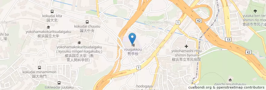 Mapa de ubicacion de 聾学校 en Япония, Канагава, Йокогама, Ходогая.