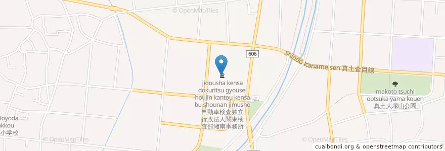 Mapa de ubicacion de 自動車検査独立行政法人関東検査部湘南事務所 en 일본, 가나가와현, 平塚市.