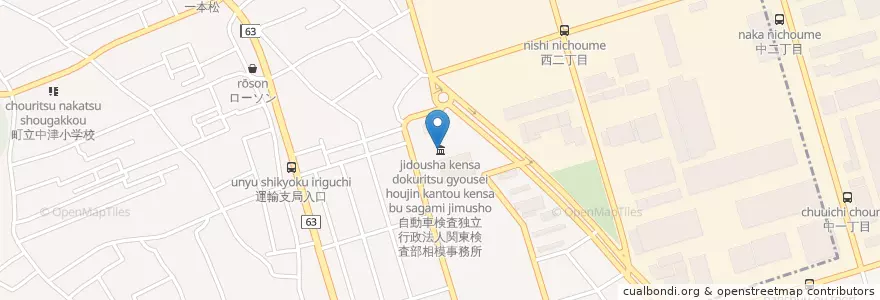 Mapa de ubicacion de 自動車検査独立行政法人関東検査部相模事務所 en Japon, Préfecture De Kanagawa, 愛甲郡, 愛川町.