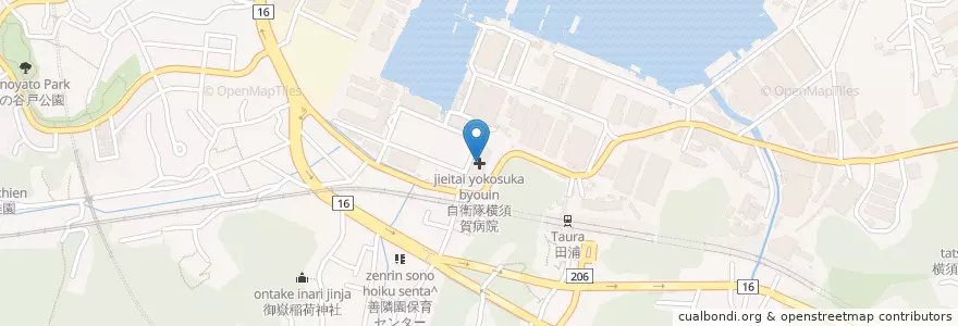 Mapa de ubicacion de 自衛隊横須賀病院 en Japan, Präfektur Kanagawa, 横須賀市.