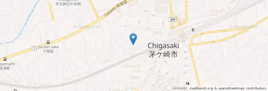 Mapa de ubicacion de 茅ケ崎保育園 en Jepun, 神奈川県, 茅ヶ崎市.