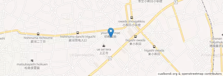 Mapa de ubicacion de 茅ケ崎松若幼稚園 en اليابان, كاناغاوا, 茅ヶ崎市.