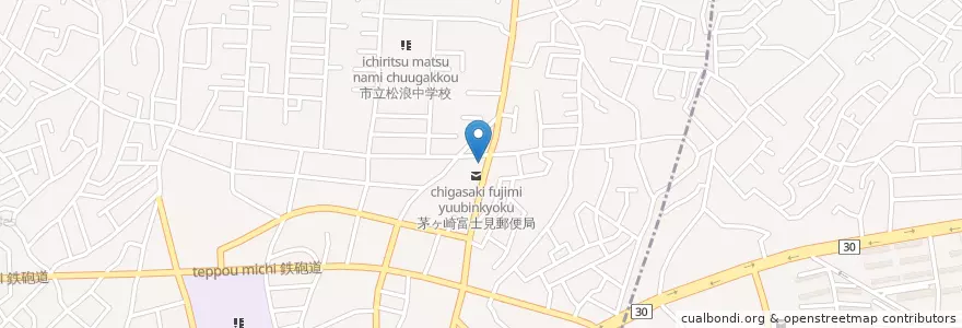 Mapa de ubicacion de 茅ヶ崎富士見郵便局 en 일본, 가나가와현, 茅ヶ崎市.